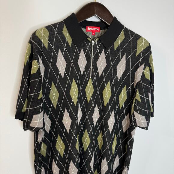Supreme | Sweaters | Supreme Argyle Half Zip Knit Short Sleeve